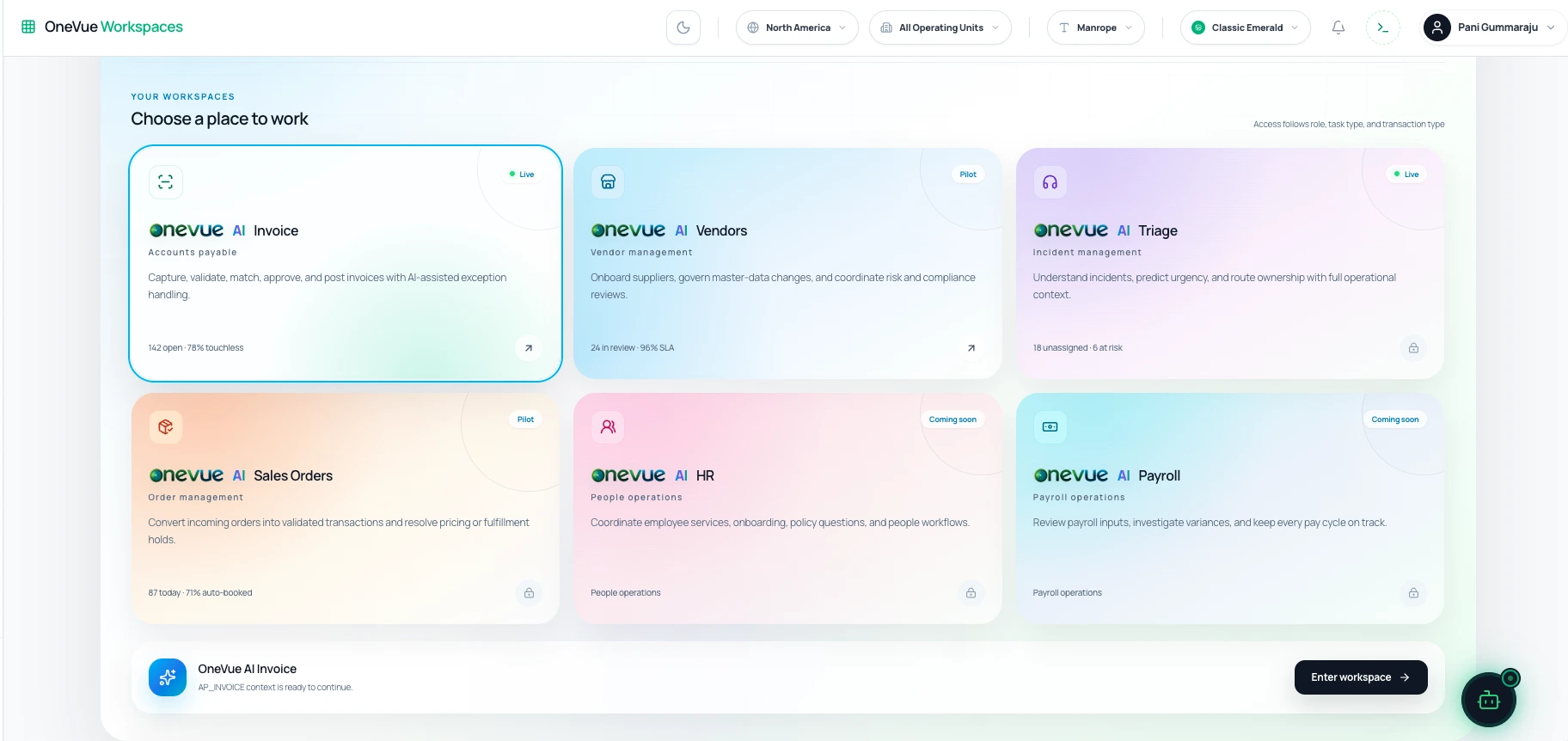OneVue 2.0 AI Back-Office Apps Architecture