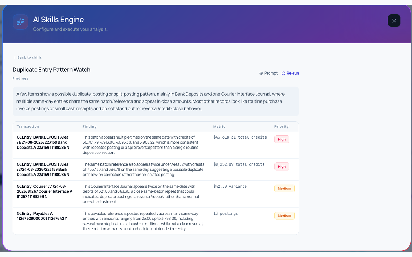 OneVue 2.0 Finding Results